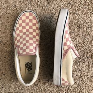 Checkerboard Pink and Cream Vans Slip-On Size: 9.5